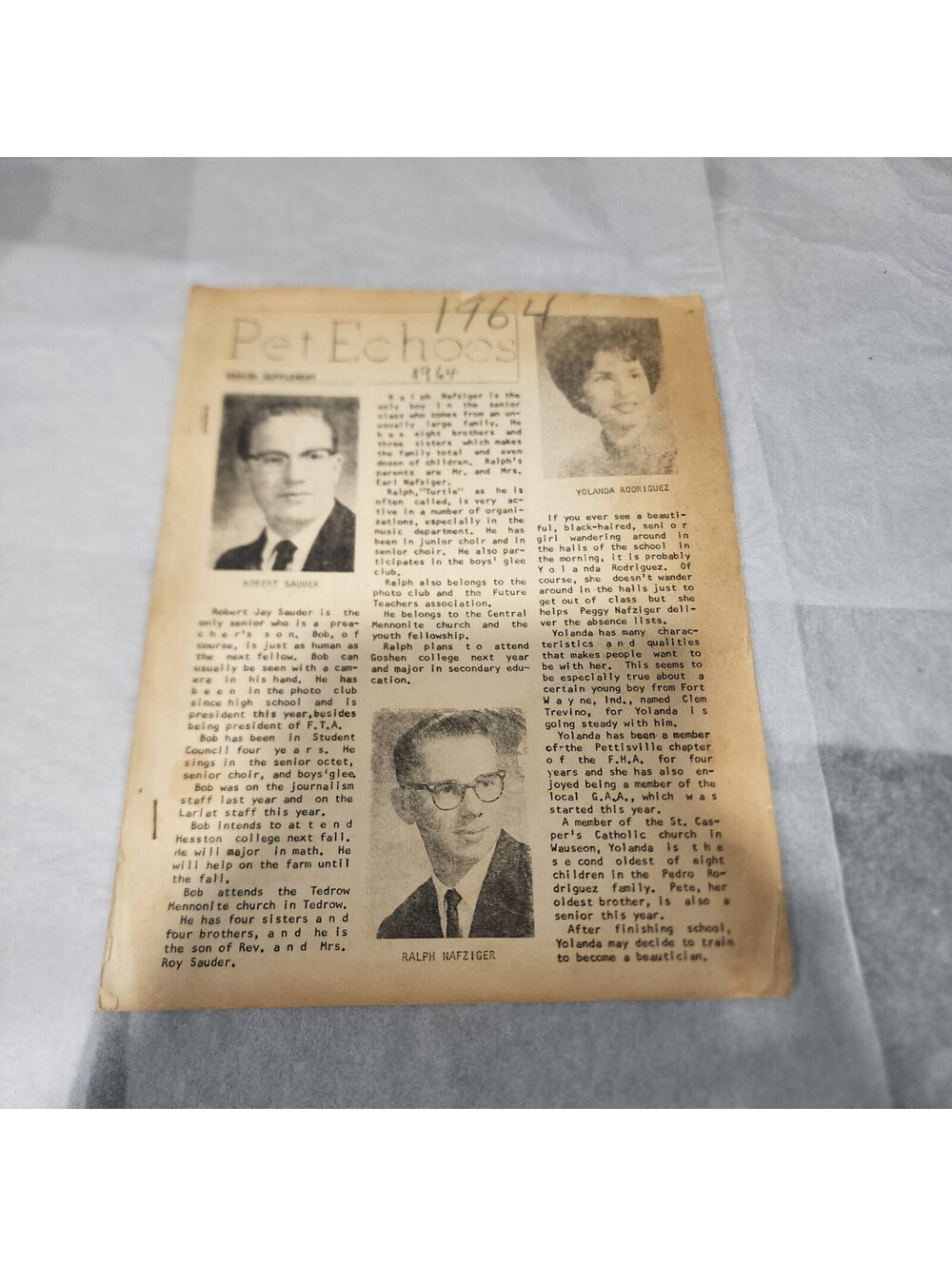 Pettisville High School Ohio Pet Echoes Senior Class Complete Booklet Year 1964